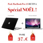 Pack Noël MacBook Pro 13 RETINA Coque Noire + Film