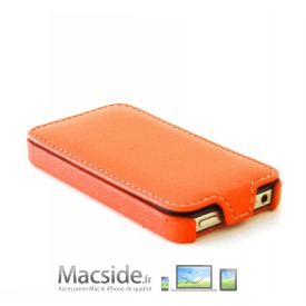 Etui iPhone 4S / iPhone 4 à clapet simili cuir Orange