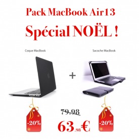 Pack Noël MacBook Air 13 Coque Noire + Sacoche